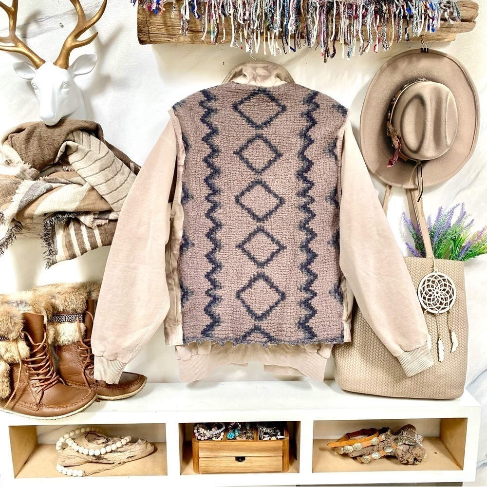 UPCYCLED Aztec rustic wool accent cargo safari tie dye boho vest w western vibe